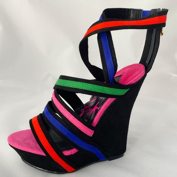 Rainbow - Multi-Colored Strappy Wedge w/ Zip Back and Slip Proof Sole - Picture 2 of 4